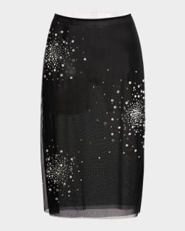 Des Phemmes Cherry Sequined Midi Skirt | Neiman Marcus