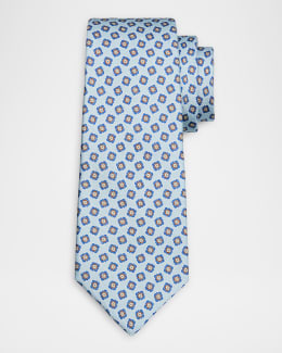 Kiton Men's Micro-Medallion Silk and Linen Tie | Neiman Marcus