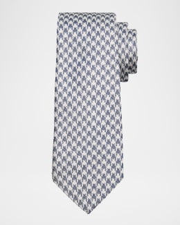 Kiton Men's Micro-Medallion Silk and Linen Tie | Neiman Marcus