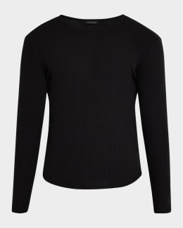 TOM FORD Men's Ribbed Henley Long-Sleeve T-Shirt | Neiman Marcus