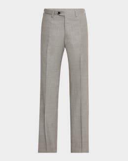 Zanella Men's Parker Wool Plaid Flat-Front Pants | Neiman Marcus