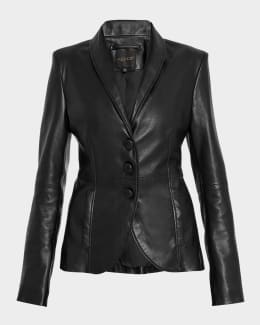 L'Agence Kenzie Croc-Embossed Faux Leather Double-Breasted
