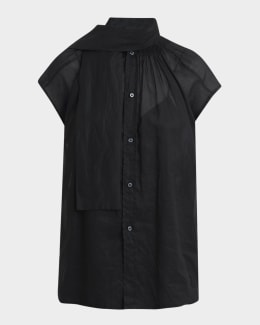 Brunello Cucinelli Mock-Neck Buckle Draped Jersey Top