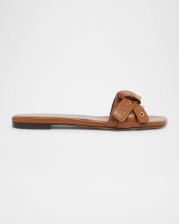 Chloe x High Summer Woody Embroidered Logo Flat Sandals