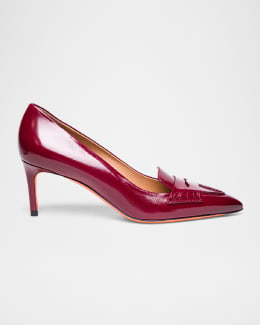 Santoni Audrey Patent Kitten Slingback Pumps | Neiman Marcus