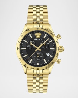 Versace Men's Greca Logo IP Yellow Gold Bracelet Watch, 43mm