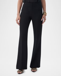 Veronica Beard Hibiscus Pintuck Boot-Cut Pants | Neiman Marcus