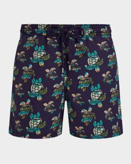 Vilebrequin Men's Mistral Embroidered X-Ray Seaweed Swim Shorts