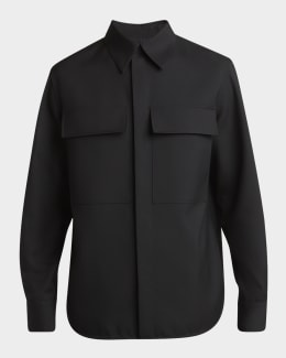 Tシャツ・カットソー TOM FORD 'Double Splittable Light Wool' overshirt Tom Ford Double Splittable Light Wool Shirt And Blouse Blue