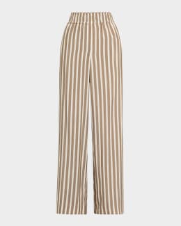 パンツ Max Mara Ladino Striped Silk Trousers Max Mara Ladino Striped Silk Wide-Leg Belted Pants | Neiman