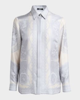 Versace Strawberry Garden Silk Twill Informal Shirt | Neiman