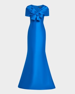Badgley Mischka Collection Strapless Pleated Metallic Jacquard Gown |  Neiman Marcus