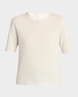 プラダ　トップス Prada Smocked Knit Diamond-Embroidered Top | Neiman Marcus