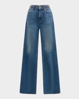 Ganni Crinkled Denim Jeans | Neiman Marcus