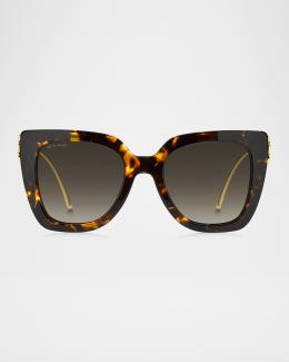 Etro Logo Mixed-Media Square Sunglasses | Neiman Marcus display picture 3