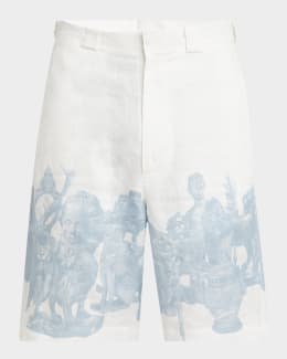 Givenchy Men's Silk All-Over Logo Shorts | Neiman Marcus