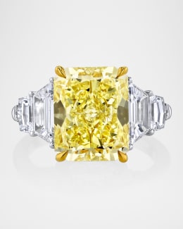 Neiman Marcus Diamonds Platinum and 18K Yellow Gold Radiant Cut Yellow