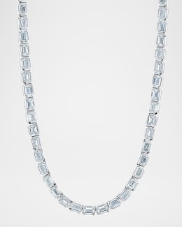 Neiman Marcus Diamonds 18K Gold East West Bezel Set Emerald Cut Diamond 16 Tennis Necklace 10.00tcw Neiman Marcus