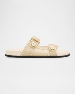 Moncler Mon Summer Leather Crisscross Sandals | Neiman Marcus