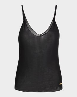 Saint Laurent Scoop-Neck Silk Tank Top | Neiman Marcus