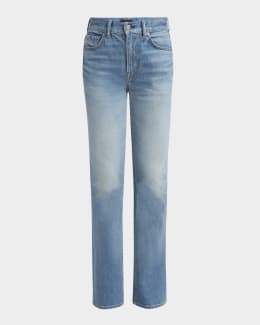 デニム・ジーパン VERSACE FW25 'Soft wash' jeans (10208821A15341 1D920) Versace White Washed Denim Straight-Leg Pants | Neiman Marcus