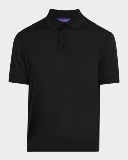 Giorgio Armani Men's Textured Knit Short-Sleeve Quarter-Zip Polo