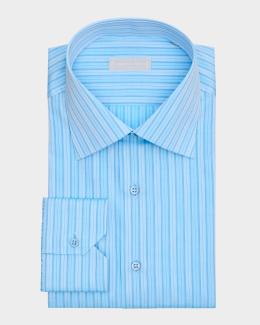 cesare attolini　コットンジャージー　ドレスシャツ　38/15 Cesare Attolini Men's Cotton and Linen Multi-Stripe Dress Shirt