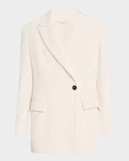 Brunello Cucinelli Belted Linen Twill Blazer | Neiman Marcus