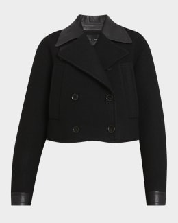 Bottega Veneta Intrecciato Collar Wide-Sleeve Cotton Jacket