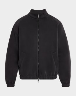 Emporio Armani Men's Suede and Wool-Knit Full-Zip Jacket | Neiman