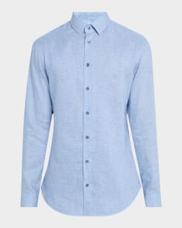 トップス GIORGIO ARMANI PIPING BAND COLLAR SHIRT Giorgio Armani Men's Striped Band-Collar Sport Shirt