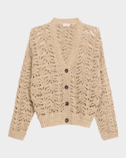 Cardigan Femme Brunello Cucinelli - Paillettes Marron - Taille M - Tricot Léger