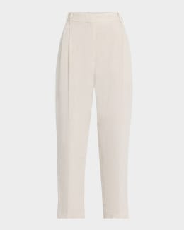 【THE ROW】Lilas コットン＆リネン ワイドレッグパンツ THE ROW Lilas Pleated Wide-Leg Cotton-Linen Pants | Neiman