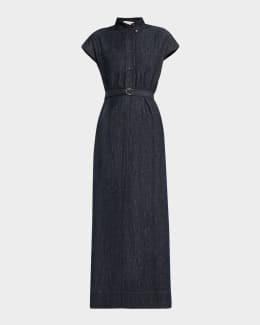 Max Mara Sesia Checker Silk Sleeveless Midi Shirtdress