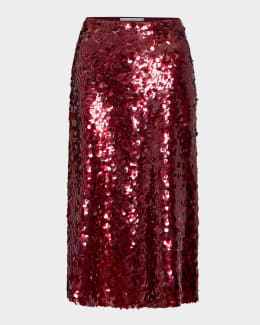 Polo Ralph Lauren Sequin Stretch Mesh Midi Skirt Neiman Marcus