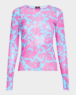 Tシャツ・カットソー Etro Long-Sleeved Fitted Top With Vibrant Paisley Pattern Etro Paisley Knit Long-Sleeve Top | Neiman Marcus