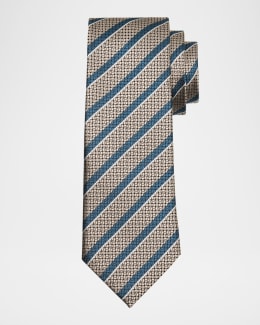 ZEGNA Men's Striped Geo Jacquard Tie | Neiman Marcus