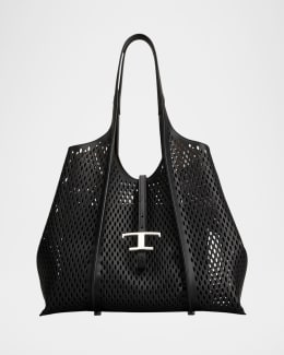 Tod's T Timeless Small Perforated Leather Tote Bag | Neiman