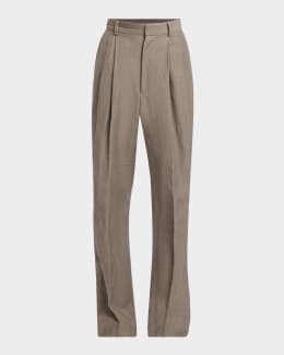 Brunello Cucinelli Men's Sage Chevron Linen Pants | Neiman