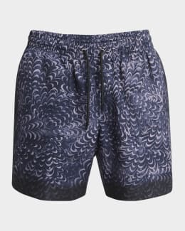CASABLANCA Men's Tonal Monogram Jacquard Swim Shorts | Neiman Marcus