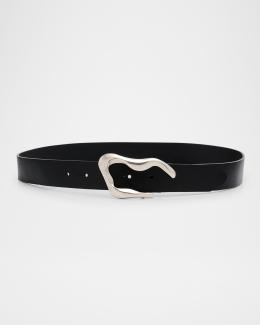 Streets Ahead June Snake-Print Leather Belt | Neiman Marcus display picture 1