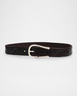 Streets Ahead Reilly Leather Belt | Neiman Marcus display picture 1