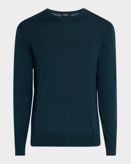 ZEGNA Men's Melange Oasi Cashmere and Silk Full-Zip Sweater