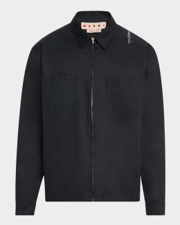 MONCLER｜ (8C00009 83927 041) Moncler Men's Zip-Front Denim Overshirt | Neiman Marcus