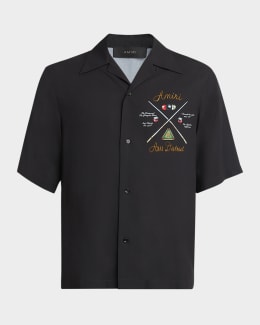 Valentino Garavani Men's Bowling Shirt with Toute La V Print