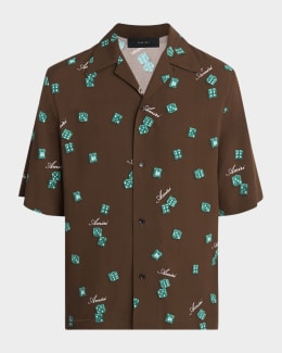 Valentino Garavani Men's Bowling Shirt with Toute La V Print