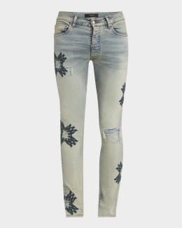 Amiri Men's MA Quad Art Patch Skinny Jeans | Neiman Marcus Amiri Men's MA Quad Art Patch Skinny Jeans | Neiman Marcus