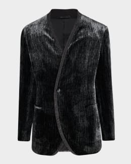 Giorgio Armani Men's Textured Band-Collar Blazer | Neiman Marcus