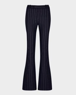 Smythe Floral Jacquard Cropped Pintuck Pants | Neiman Marcus