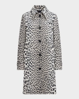 Theory Relaxed Leopard Trench Coat Neiman Marcus